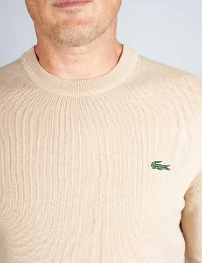 Lacoste Men's Organic Cotton Crew Neck Sweater | Beige