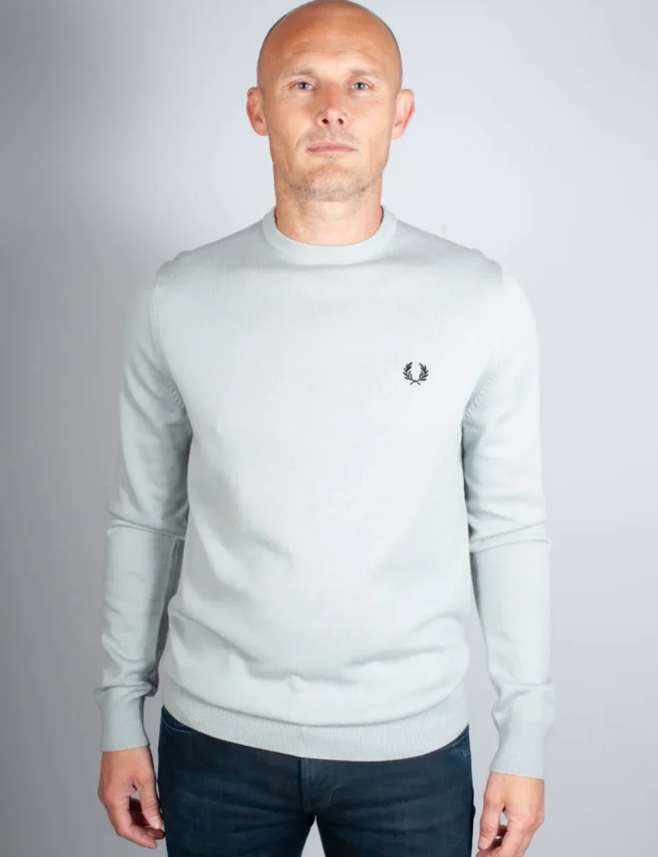 Fred Perry Classic Crew Neck Knitted Jumper | Silver Blue