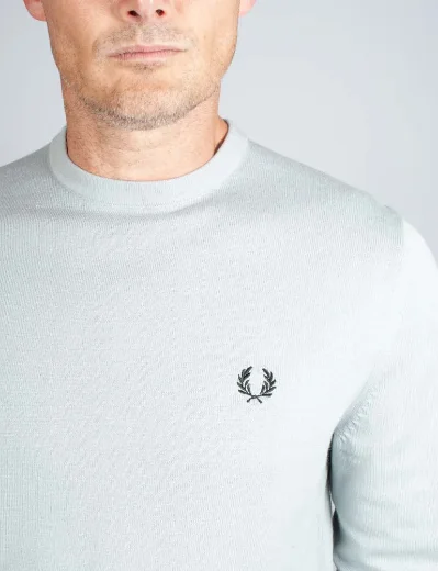 Fred Perry Classic Crew Neck Knitted Jumper | Silver Blue