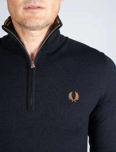 Fred Perry Classic Half Zip Jumper | Navy