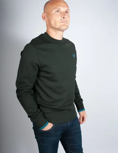 Fred Perry Crew Neck Sweatshirt | Night Green / Ocean