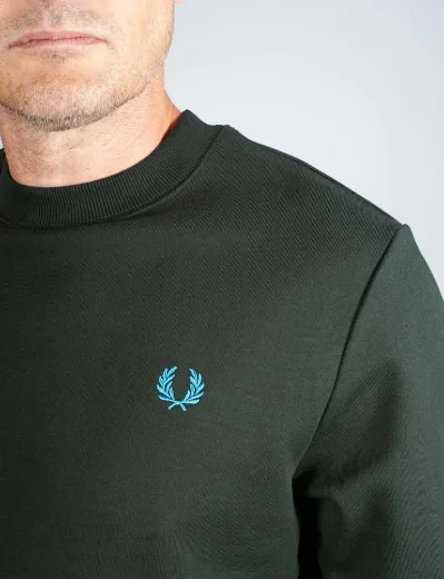 Fred Perry Crew Neck Sweatshirt | Night Green / Ocean