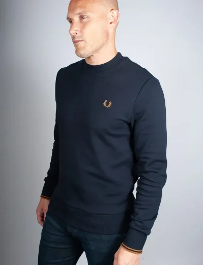 Fred Perry Crew Neck Sweatshirt | Navy / Caramel