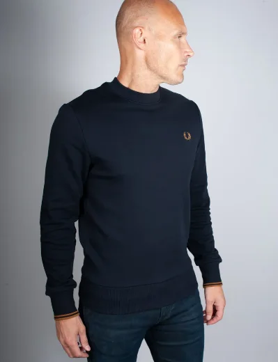 Fred Perry Crew Neck Sweatshirt | Navy / Caramel