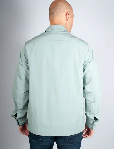 Fred Perry Textured Zip-Through Overshirt | Silver Blue