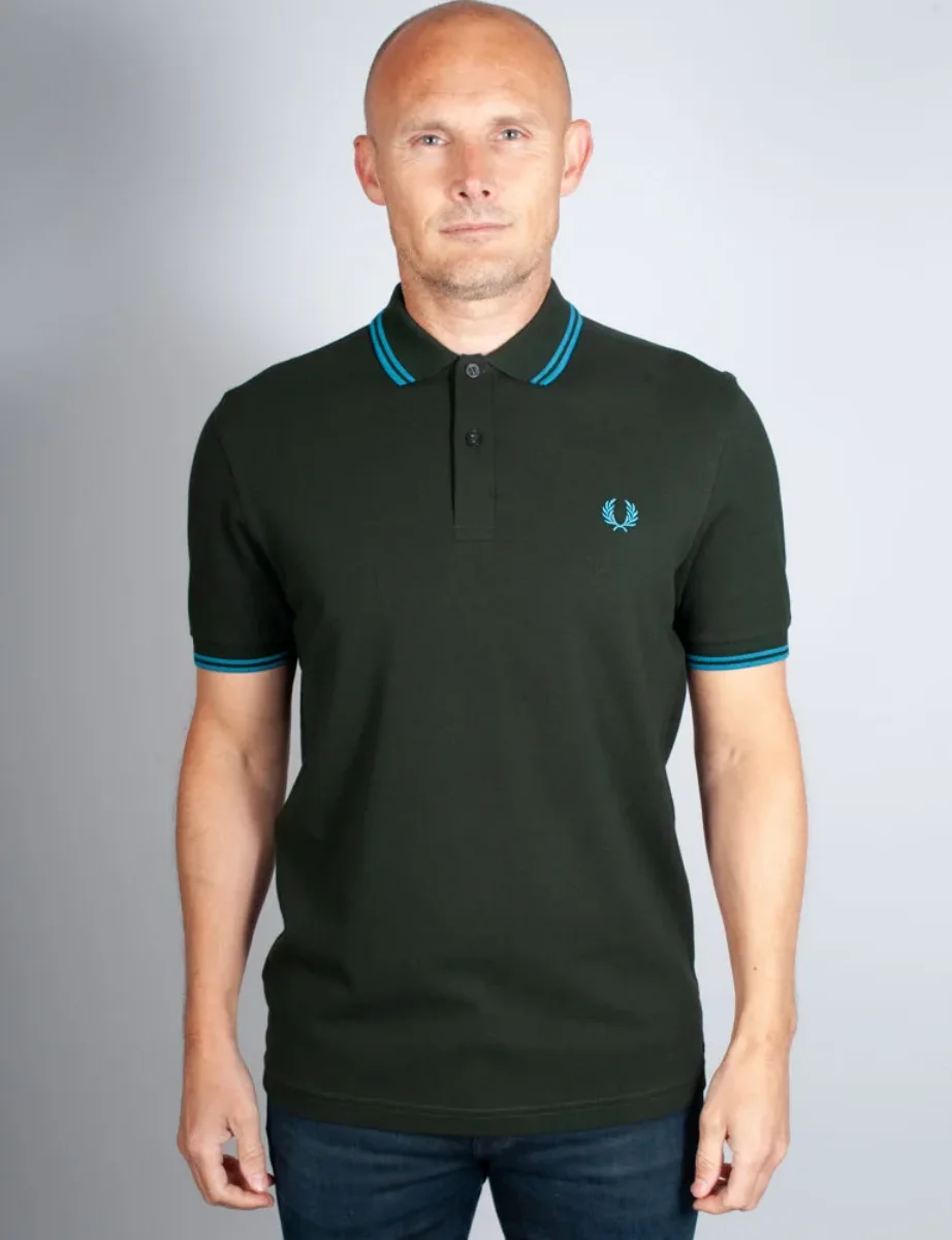 Fred Perry Twin Tipped Polo Shirt | Night Green / Ocean