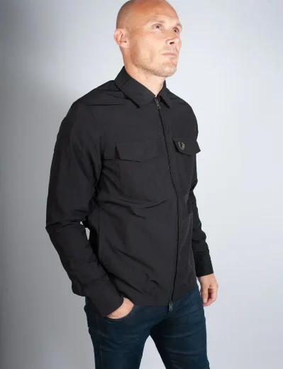 Fred Perry Textured Zip-Through Overshirt | Black