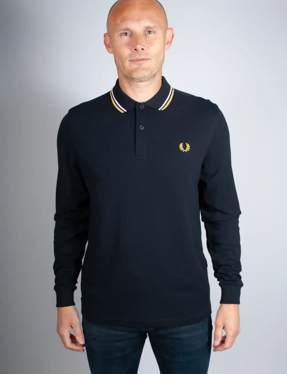 Fred Perry Long Sleeve Twin Tipped Polo | Navy