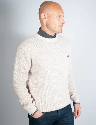 Fred Perry Waffle Stitch Knitted Jumper | Porridge Marl