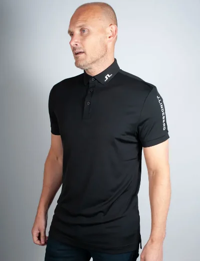 J Lindeberg Tour Tech Regular Fit Golf Polo | Black