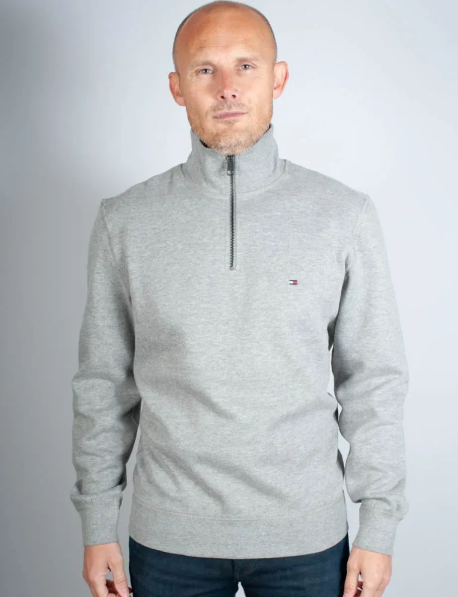 Tommy Hilfiger Essential Fleece Quarter Zip | Medium Grey Heather