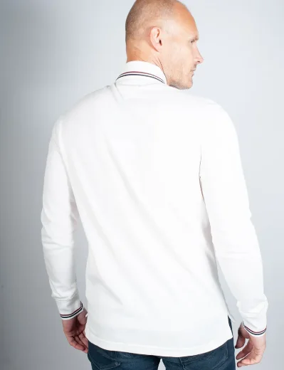 Tommy Hilfiger Tipped Long Sleeve Slim Polo Shirt | White