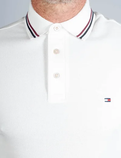 Tommy Hilfiger Tipped Long Sleeve Slim Polo Shirt | White