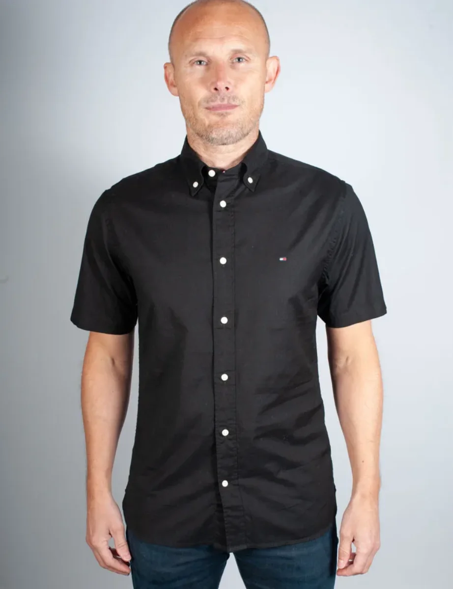 Tommy Hilfiger Flex Poplin Short Sleeve Shirt | Black