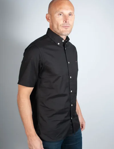 Tommy Hilfiger Flex Poplin Short Sleeve Shirt | Black