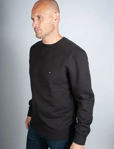 Tommy Hilfiger Essential Fleece Crew Neck Sweatshirt | Black