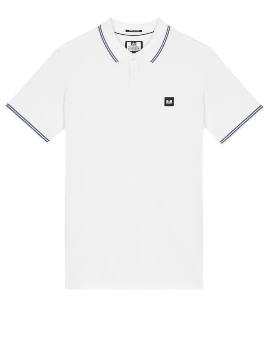 Weekend Offender Farina Double Tipped Polo | White