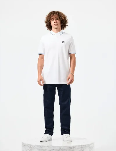 Weekend Offender Farina Double Tipped Polo | White