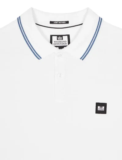 Weekend Offender Farina Double Tipped Polo | White