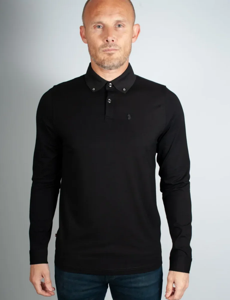 Luke EST 1977 Long Macau Long Sleeve Polo | Black