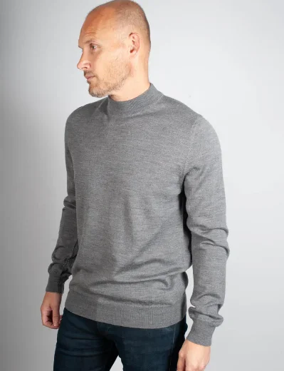 J.Lindeberg Korman Merino Turtle Neck | Mid Grey Melange