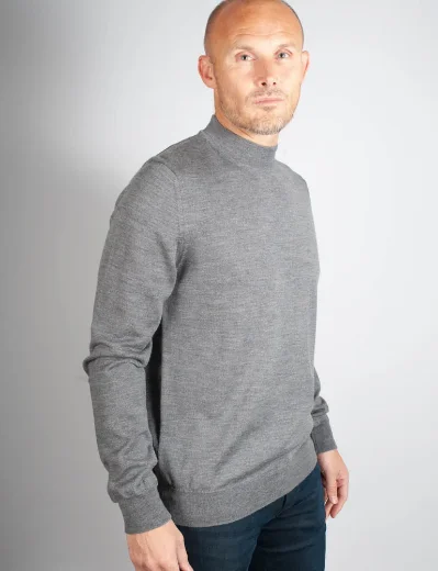 J.Lindeberg Korman Merino Turtle Neck | Mid Grey Melange