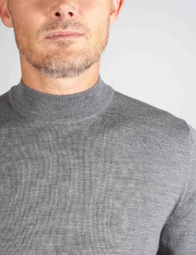 J.Lindeberg Korman Merino Turtle Neck | Mid Grey Melange