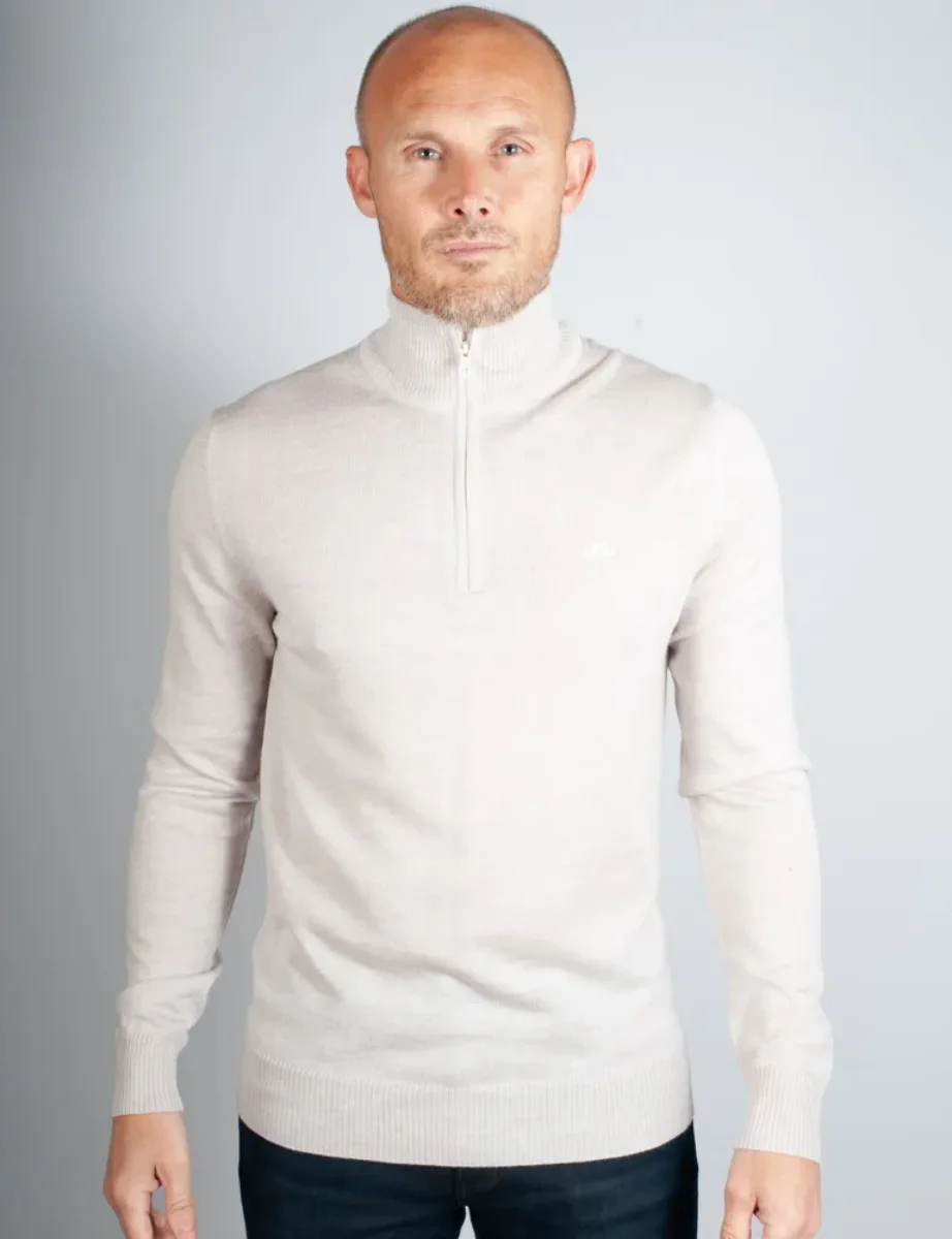 J.Lindeberg Kian Half Zip Knitted Sweater | Moonbeam