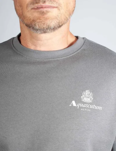 Aquascutum Active Small Logo Crew Neck Sweater | Charcoal