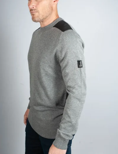 Luke EST 1977 Berwick Crew Neck Sweater | Mid Marl Grey