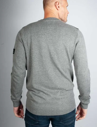 Luke EST 1977 Berwick Crew Neck Sweater | Mid Marl Grey