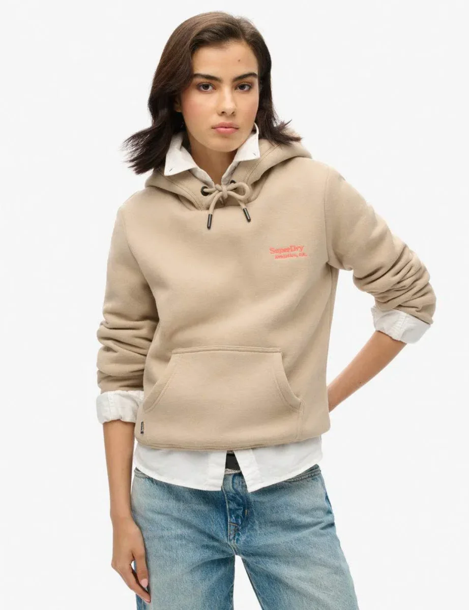 Superdry Womens Essential Logo Hoodie / Stone