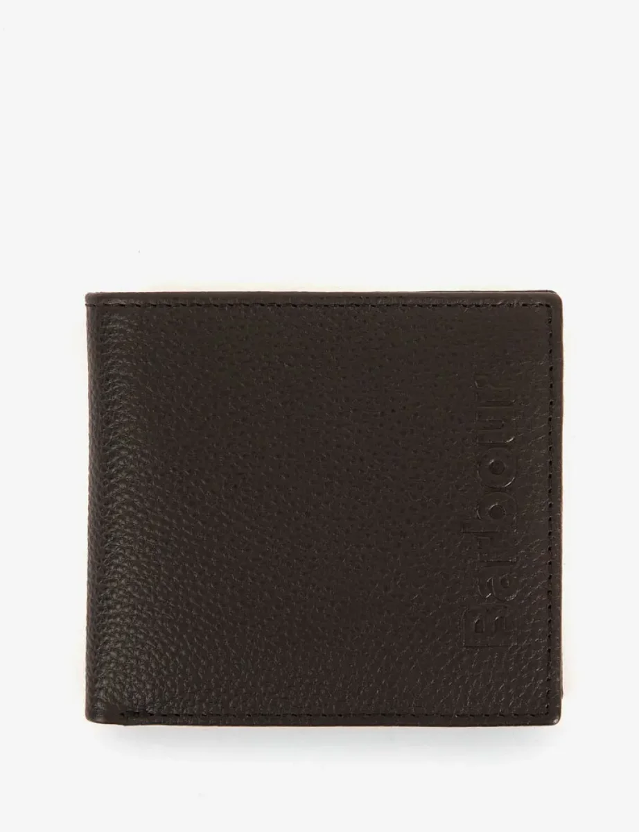 Barbour Logo Leather Billfold Wallet | Black