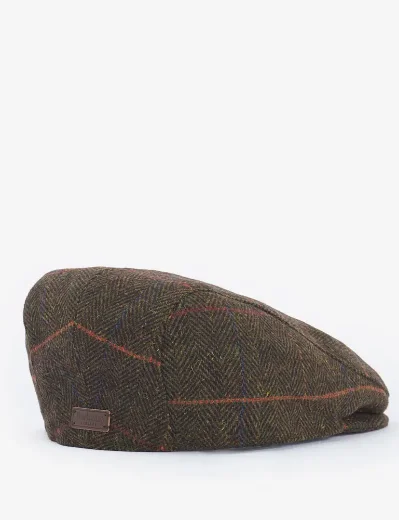 Barbour Men's Cheviot Flat Cap | Olive Herringbone