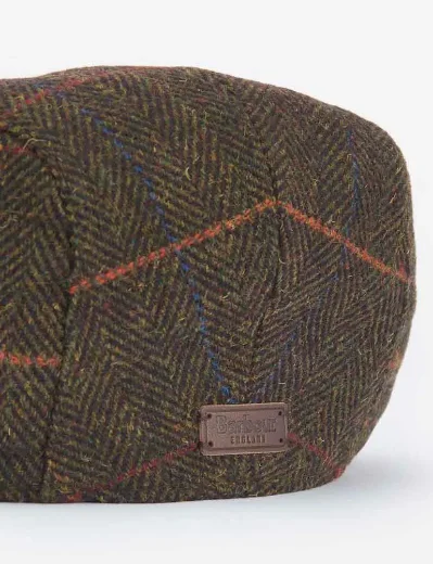 Barbour Men's Cheviot Flat Cap | Olive Herringbone