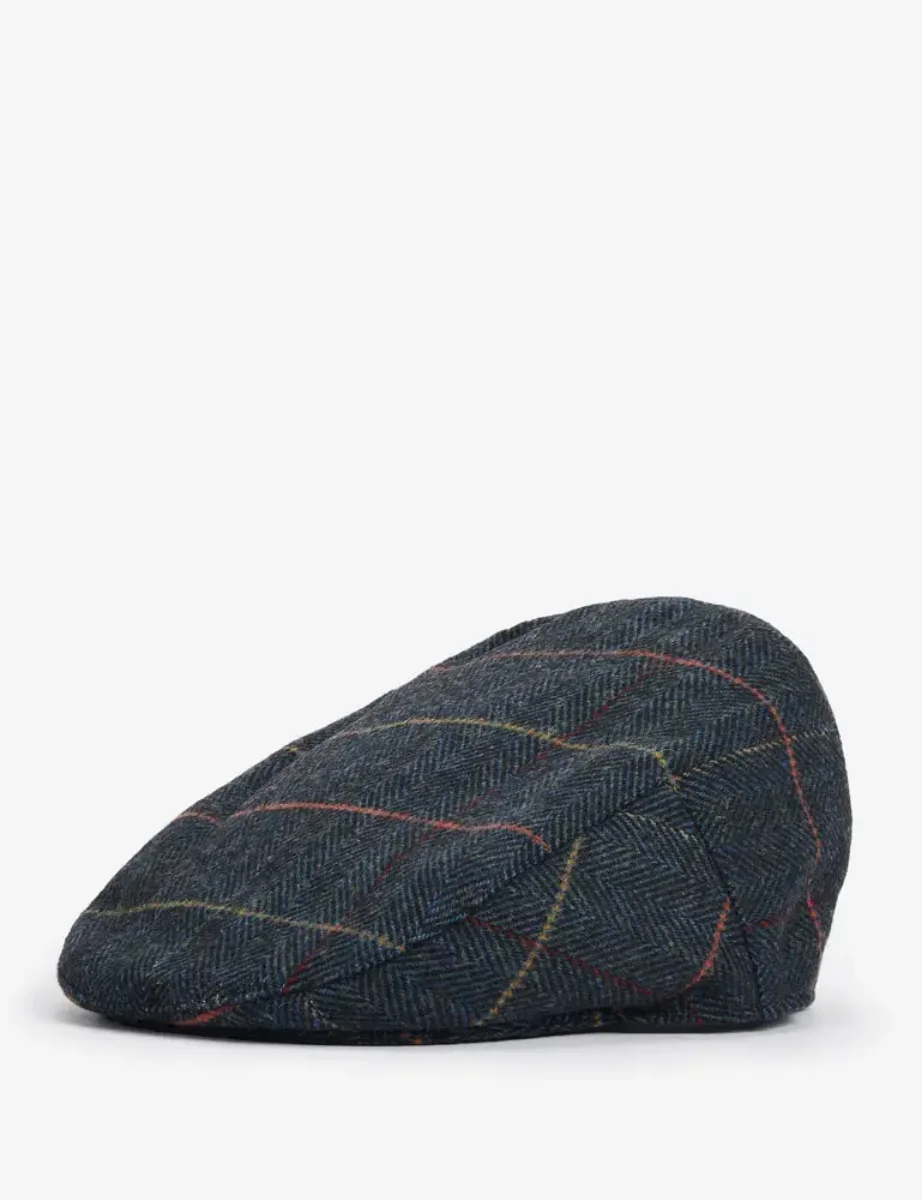 Barbour Wilkin Flat Cap | Navy Herringbone