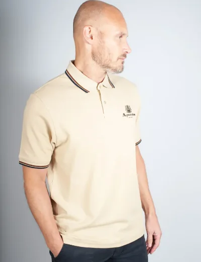 Aquascutum Active Pique Stripes Polo | Beige