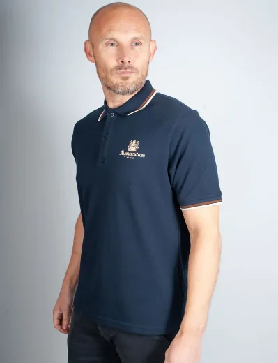 Aquascutum Active Pique Stripes Polo | Navy