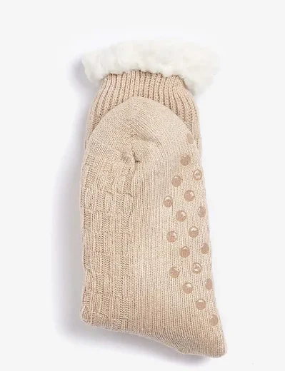 Barbour Women's Cable Knit Lounge Socks | Oatmeal