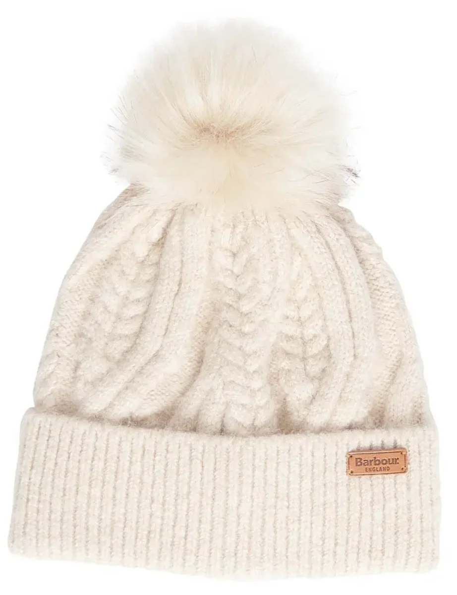 Barbour Women's Elsdon Cable Knit Beanie | Eggshell