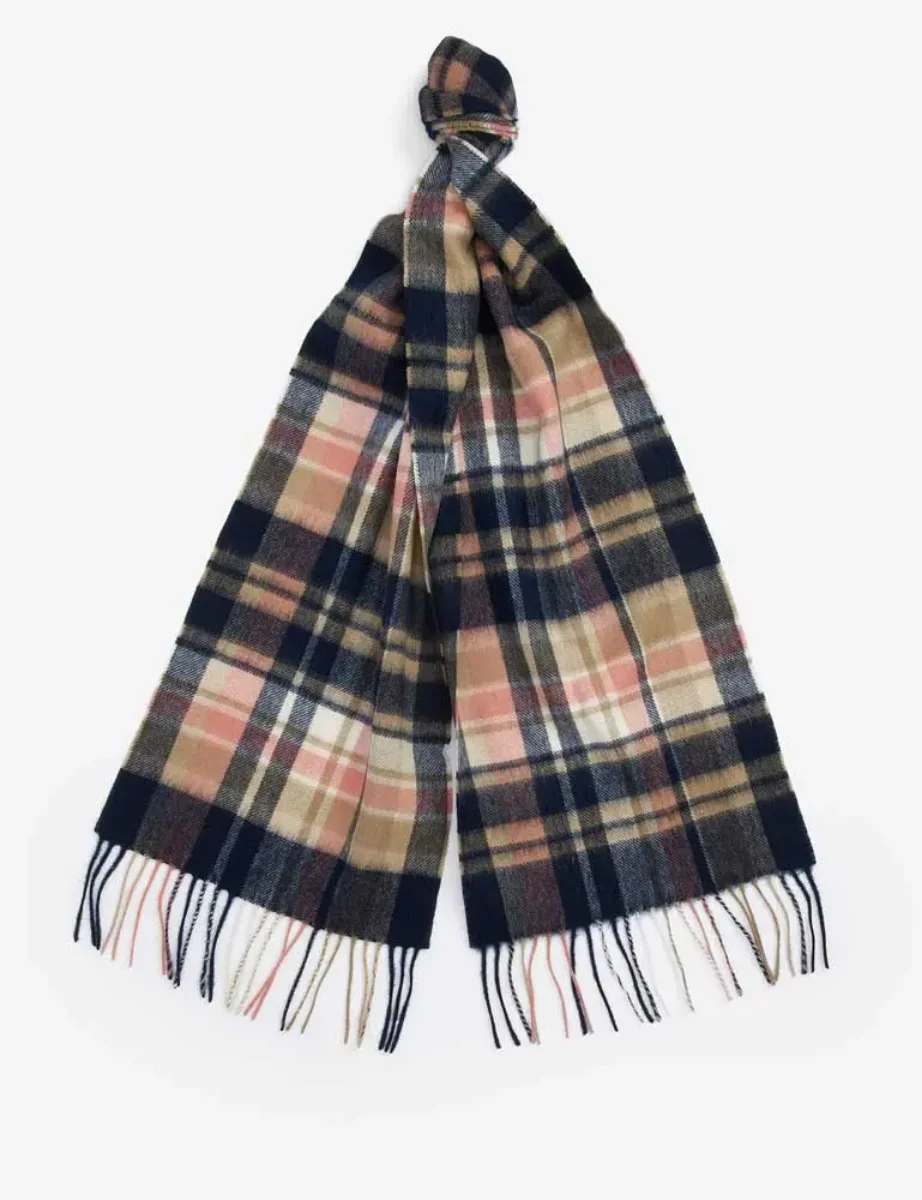 Barbour Womens Vintage Plaid Scarf | Navy/ Pink Rust 