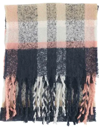 Barbour Womens Rawson Check Scarf | Navy/Pink Rust