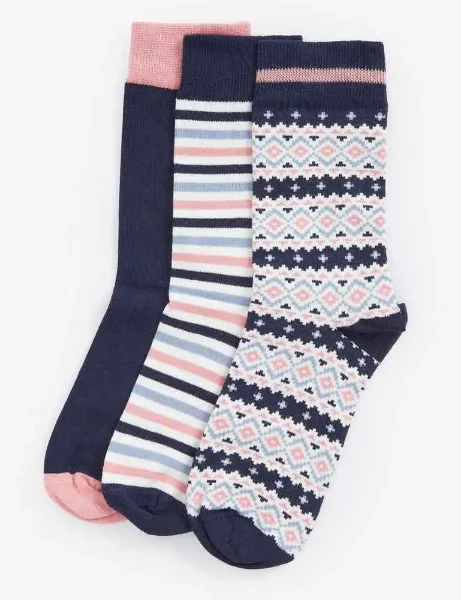 Barbour Womens Claudia Fairisle Sock Gift Set | Pink/Navy Barbour Womens Claudia Fairisle Sock Gift Set | Pink/Navy