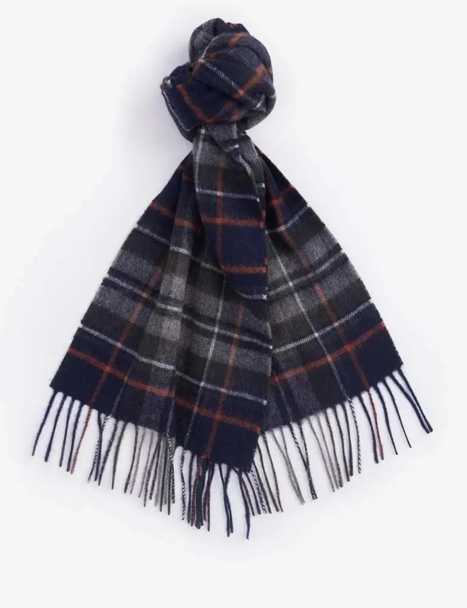 Barbour New Check Tartan Scarf | Navy/Dark Ginger