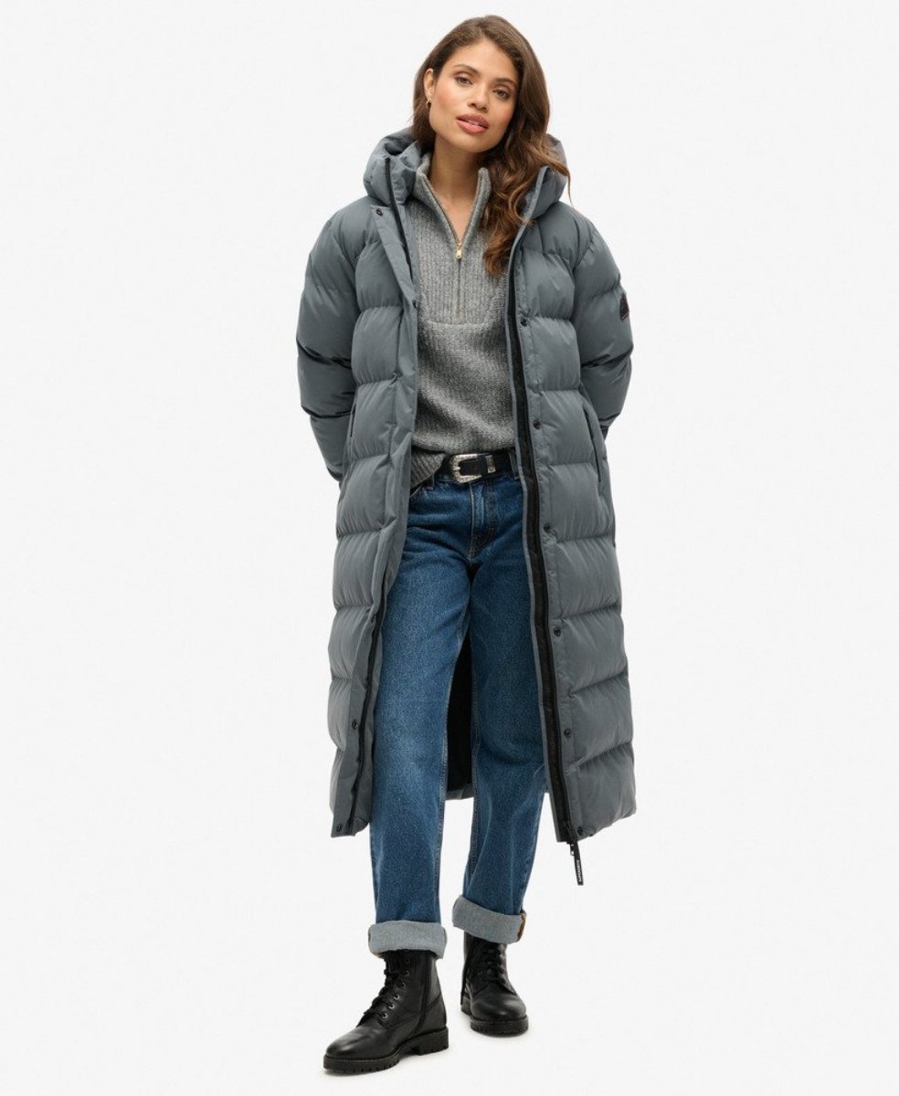 Superdry Microfibre Longline Puffer Jacket | Ebony