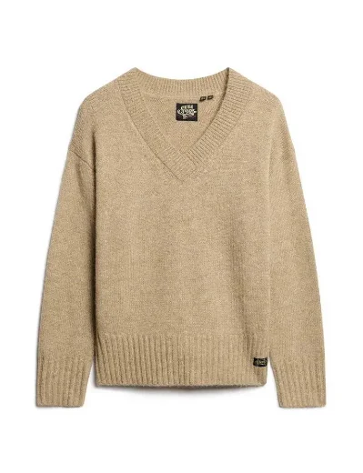 Superdry Women's Essential V Neck Jumper / Fudge Brown