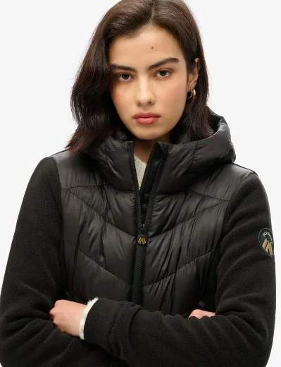 Superdry Womens Hooded Storm Fleece Jacket | Black