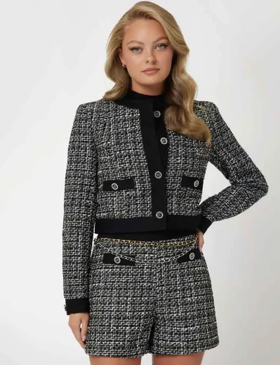 Guess Women's Yvonne Tweed Jacket | Black
