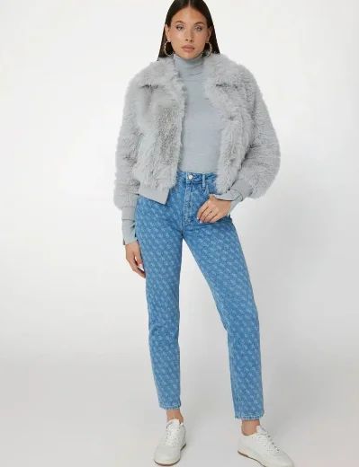 Guess Soave Faux Fur Bomber Jacket | Grey