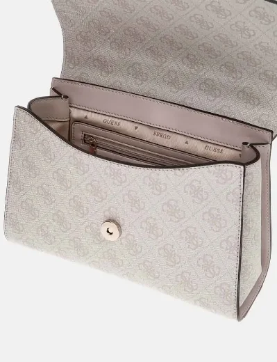 Guess Nolana Top Handle 4G Logo Mini HandBag | Dove White